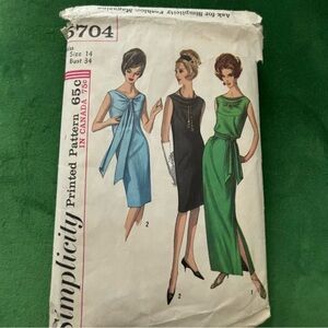 Vintage 1964 Simplicity 5704 Sewing Pattern Misses'| Size 14| Bust 34